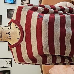 Red and Gray Stripe Rugby Sweater